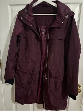 Calvin Klein Women's Dark Burgundy Hooded Trench Coat